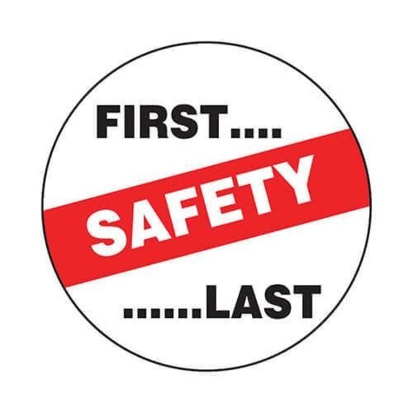 Accuform Hard Hat Sticker, 214 in Length, 214 in Width, SAFETY FIRSTLAST Legend, Adhesive Vinyl LHTL163